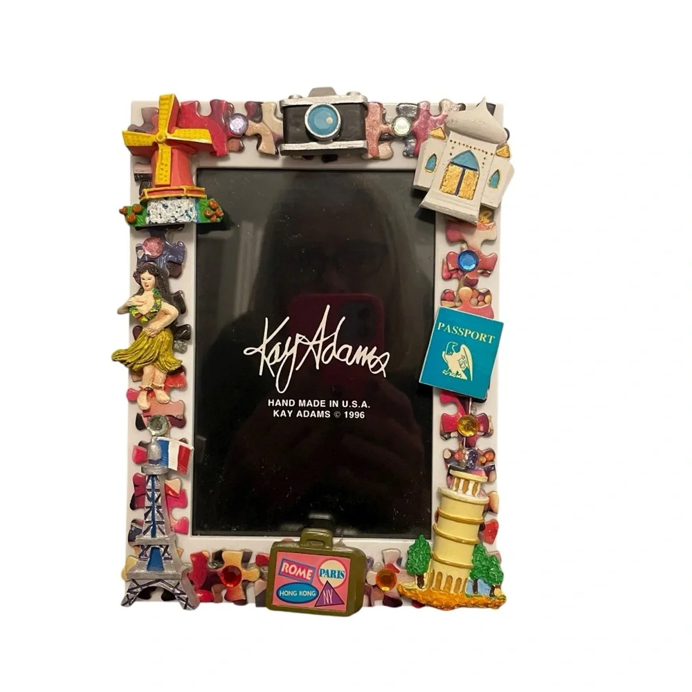 Kay Adams Travel Themed Picture Frame Vintage